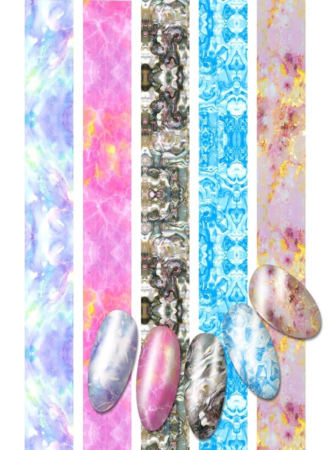 SILPECWEE 10 Sheets Nail Foil Transfer Stickers Shell Print Design Foil Nail Art Strips Starry Sky Star Nail Wraps Manicure Accessories - Image 5